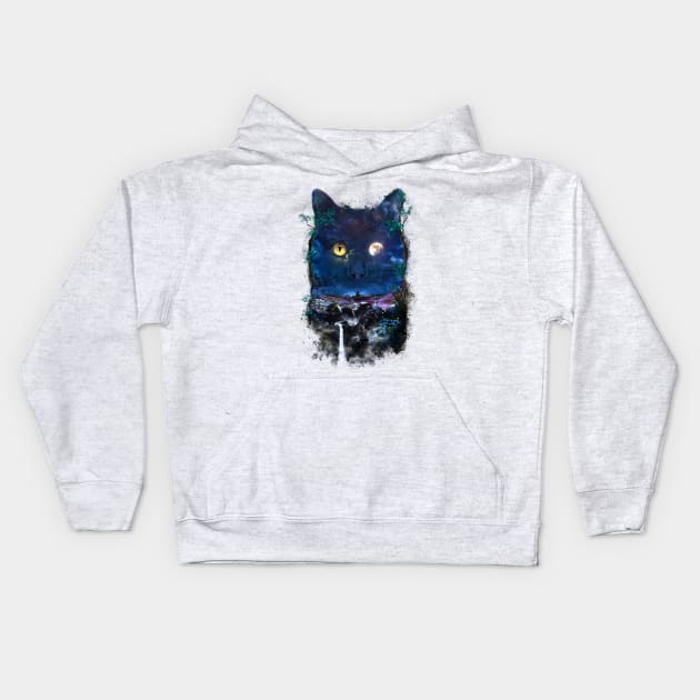 Night Cat Kids Hoodie by barrettbiggers